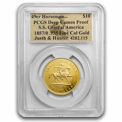 1857/0 $10 49er Horseman .935 Fine Cal Gold PCGS - Image 1 of 3