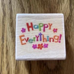 Wooden Rubber Stamp HAPPY EVERYTHING! - Picture 1 of 2