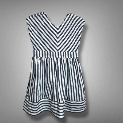Mayoral girls blue and white striped viscose dress size 4 - Image 1 of 4