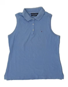 TOMMY HILFIGER Womens Sleeveless Polo Shirt UK 18 XL Blue Cotton BZ06 - Picture 1 of 3