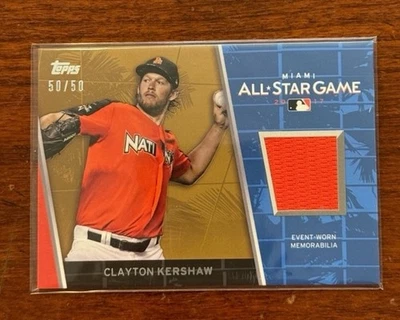 Clayton Kershaw Dodgers 2017 Topps All-Star Stitches Gold Bookend 50/50 #ASR-CK - Image 1 of 2