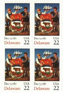 DELAWARE--Block of 4 Collectible Stamps--FREE SHIPPING - Picture 1 of 1