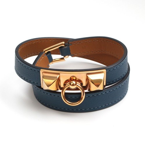 HERMÈS Bracciale Hermes Medor Mallard blu doppio cinturino T 74254294