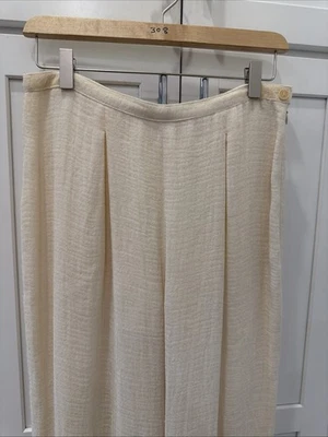 CALVIN KLEIN COLLECTION VTG! Cream High Rise Linen Rayon Pleated Pants Sz10 - Image 1 of 4
