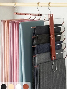 Moralve Space Saving Hanger Closet Organizer Pants Skirts Mahogany Tone 2 Pack - Picture 1 of 4