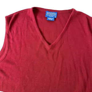 Pendleton 100% Merino Wool Red Knit V-Neck Sweater Vest Men's Large Flaw - Picture 1 of 4
