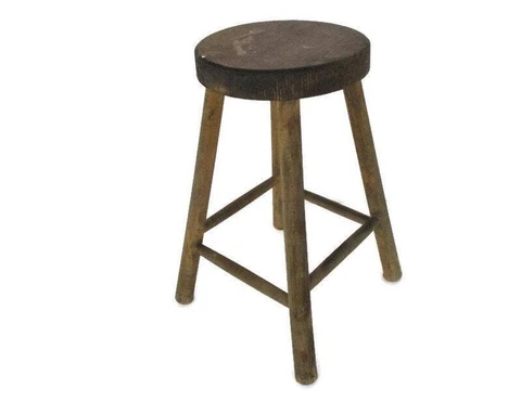 Vintage Hand Carved wood Milking Stool Pedestal Table Plant Flower Bonsai Stand Cover