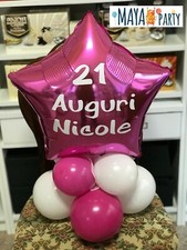 PALLONCINO STELLA CENTROTAVOLA PERSONALIZZATO NOME MESSAGGIO COMPLEANNO FESTA