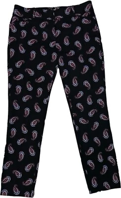 New York & Company Pants Womens Sz 8 Black/Red Paisley Ankle High Waist - Image 1 of 4