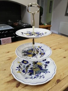 Spode BLUE BIRD three tier cake stand - Picture 1 of 2