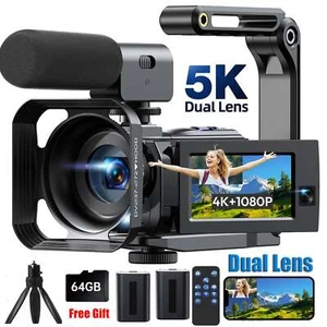 Video Camera Camcorder 5K UHD 56MP Dual Lens WiFi 16XZoom Digital Camera, Tripod - Picture 1 of 11