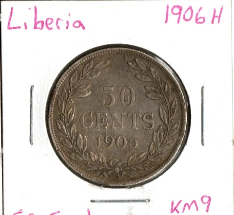 Coin Liberia 50 Cents 1906 H KM9, Combined Shipping Cover