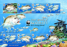 Kiribati Stamps 2012 MNH Giant Trevally WWF Fish Fishes 8v M/S