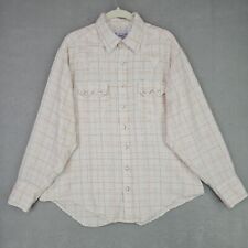 Vintage Rockmount Ranch Wear Pearl Snap Shirt Mens M White Plaid Flannel Western