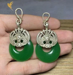 Antik Konvolut Qing Dynastie alte Jade Ohrringe Chinesisch Retro Schmuck Sammeln - Bild 1 von 5