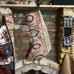 Kilim Christmas Stocking Embroidered Christmas Stocking Vintage Christmas Decor  - Picture 1 of 2