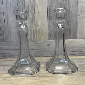 Set of 2 Vintage Crystal Glass Candlestick Candle Holders 8.5” Tall - Picture 1 of 4