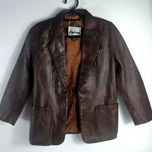 Fortuna Leather Jacket Mens Long Sleeve Regular Notch Lapel Size S - Picture 1 of 6