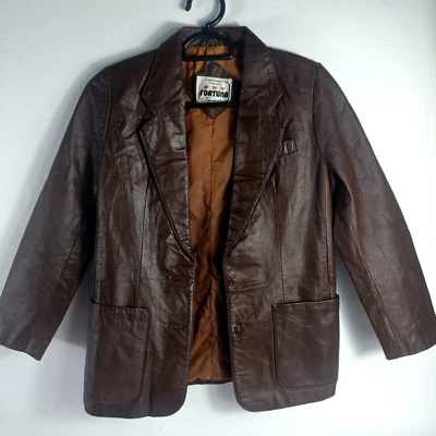 Fortuna Leather Jacket Mens  Long Sleeve Regular Notch Lapel Size S - Image 1 of 4