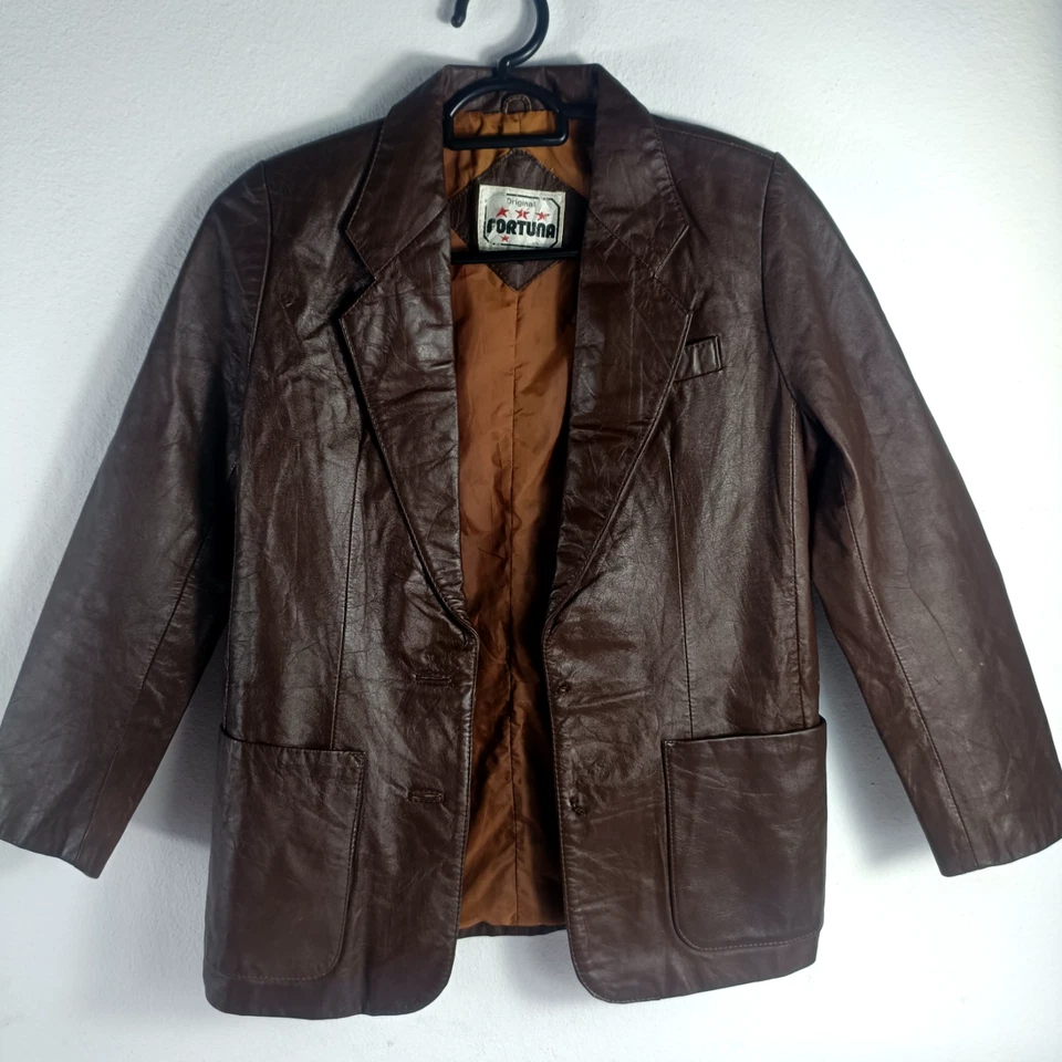 Fortuna Leather Jacket Mens  Long Sleeve Regular Notch Lapel Size S - Image 1 of 4