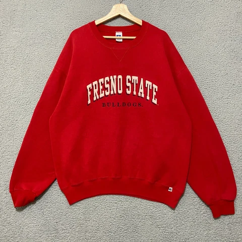 Vintage Fresno State Bulldogs Russell Crewneck Sweatshirt Men's XL Red  NCAA Cover