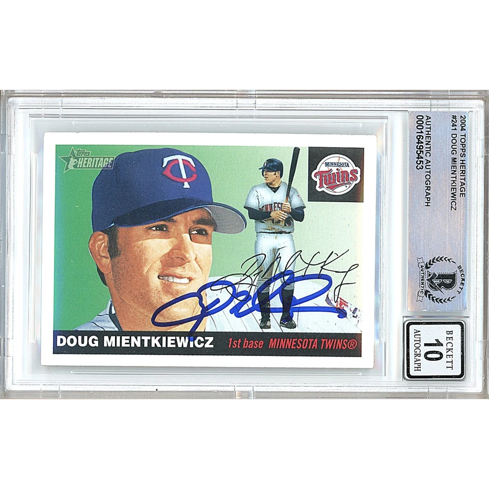 Doug Mientkiewicz Signed 2004 Topps Heritage #241 Twins BGS MLB Auto 10 Slabbed - Image 1 of 4