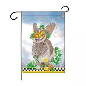 Hase im Garten Hase Blumen Garten Flagge doppelseitig 12 x 17 Zoll - Bild 1 von 1