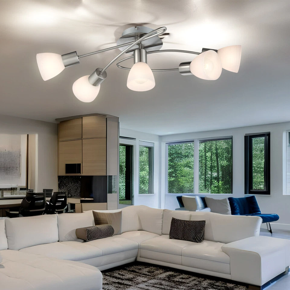 Lampada Da Soffitto Lampada Da Salotto Lampada Da Cucina Vetro Argento L 61 Cm - Immagine 1 di 4