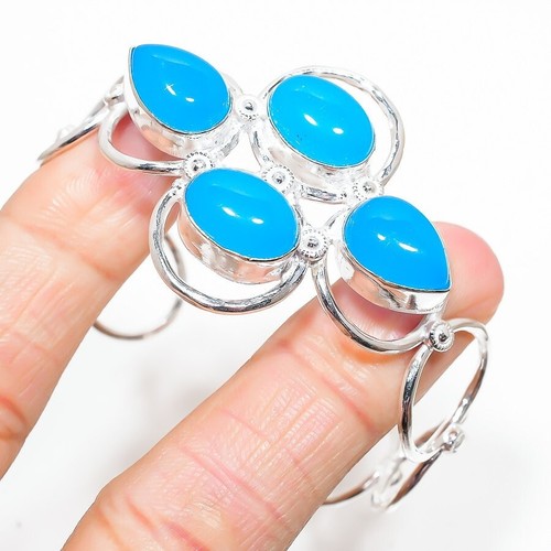 VALENTINO Bracciale Calcedonio Gemma Fatto a Mano Argento Sterling 925 Regolabile