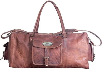Leather Bag Duffel Travel Luggage Gym Vintage Weekend Men's Single Compartment - Image 1 of 4