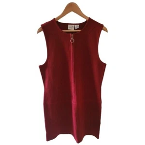 Jaquelin Ferrar Cranberry Red Knit Zip Front Jumper Vintage Mod Wool Blend - Picture 1 of 4