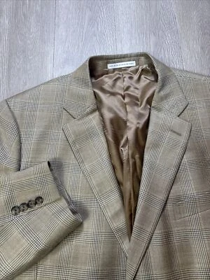 Blazer 48R Nordstrom Para Hombres Lana de Seda Tostado Pata de Gallo Abrigo Deportivo Cuadros Clásico Foto 1 de 4