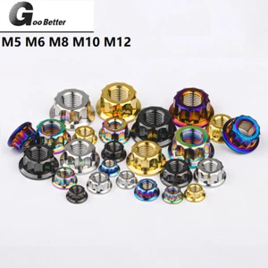 Titanmutter mit Flansch | M5 M6 M8 M10 M12 | 2Drive | Titan schwarz/blau/gold - Bild 1 von 6
