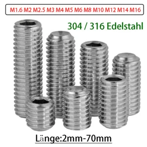 Edelstahl Allen Gewindestift mit Konkavkopf Metrisch M1.6 - M16 - Picture 1 of 220