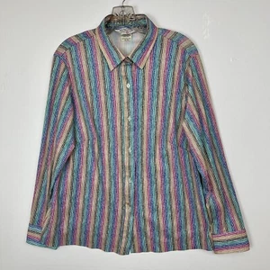 Blusa vintage años 70 Sears The Shirt abotonada mujer poliéster rayas talla 40 - Imagen 1 de 8