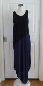 Jersey de viscosa EILEEN FISHER negro y azul marino bloques de color Asym Lagenlook Maxi M $278 - Imagen 1 de 11