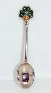 VINTAGE ENAMELLED STERLING SILVER SOUVENIR SHAMROCK SPOON IRELAND 1962 - Picture 1 of 9