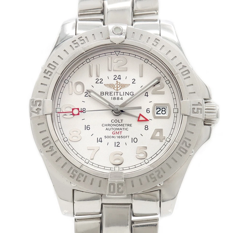 BREITLING Colt GMT A32350 Fecha 500m Plata Acero Inoxidable Hombres Automático - Imagen 1 de 4