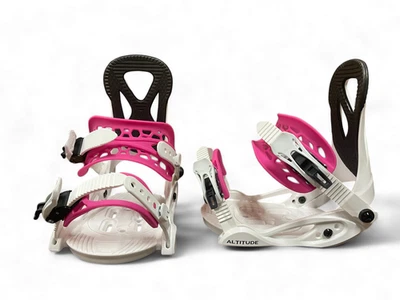ALTITUDE BOARDWERX ​ALTITUDE JR RIPPER SNOWBOARD BINDINGS 4x4 BURTON 3D & EST SIZES 3-6 WHITE/PINK