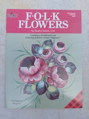 HEATHER REDICK 1998 FLOWERS FOLK ART Roses PLAID DECORATIVE PAINTING BOOK 9438 - Image 1 of 4