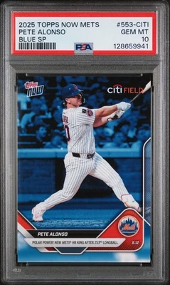 2025 Topps Now Citi Field Exclusive Blue #553 Pete Alonso Mets SP PSA 10 - Image 1 of 2