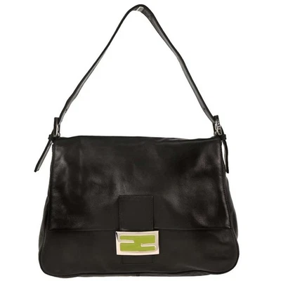 Fendi Black Leather Mamma Baguette Handbag 2370.26325.008 AQ00376 - Image 1 of 4