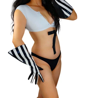 GUANTES Unisex Negro Blanco Rayas con Puff TECH LARGOS Imitación Cuero Fútbol Foto 1 de 4