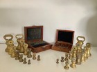 Job Lot Of 4 Sets Of Graduated Brass Weights & 2 Boxed Apothecary Weights 3.9 kg