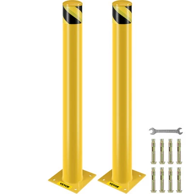 Uimoso Safety Bollard Steel Traffic Post Yellow Pipe Steel Barrier 42" H 4.5" D