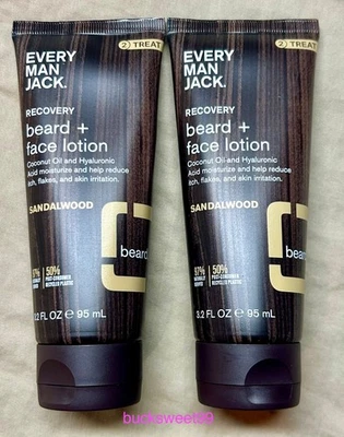 Every Man Jack Beard & Face Recovery Lotion - SANDALWOOD - 3.2 oz - 2-PACK - Image 1 of 3