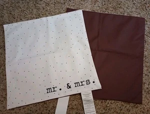 New 2 Pc Graphic Mr & Mrs White Brown Pillow shams cover Pillowcases 18 By 18 - Picture 1 of 5