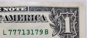 Billete de $1 de lujo número de serie líder suerte 777 TODAS LAS PROBABILIDADES CON 4 ROBLES 7 - L 77713179 B - Imagen 1 de 3