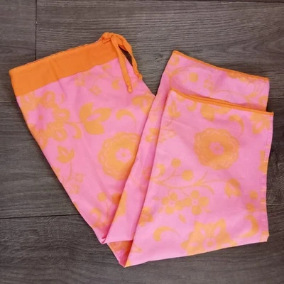 Victoria's Secret PINK Orange Hot Pink LG Floral Beach Lounge Capri Pants Cotton - Image 1 of 4