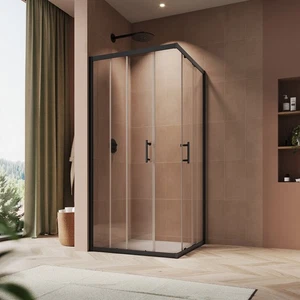 SUNNY SHOWER Framed Sliding Door Shower Enclosure 1/4" Clear Glass Bathroom - Picture 1 of 24